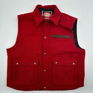Australian Outback Collection Red Wool Blend Button Vest Women Large Quilt Lined